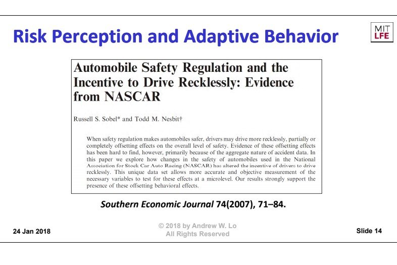 Andrew Lo Risk Perception and Adaptive Behavior