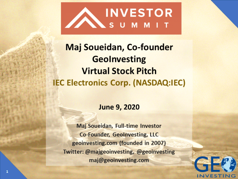 IEC Electronics Presentation at Virtual Summer Summit