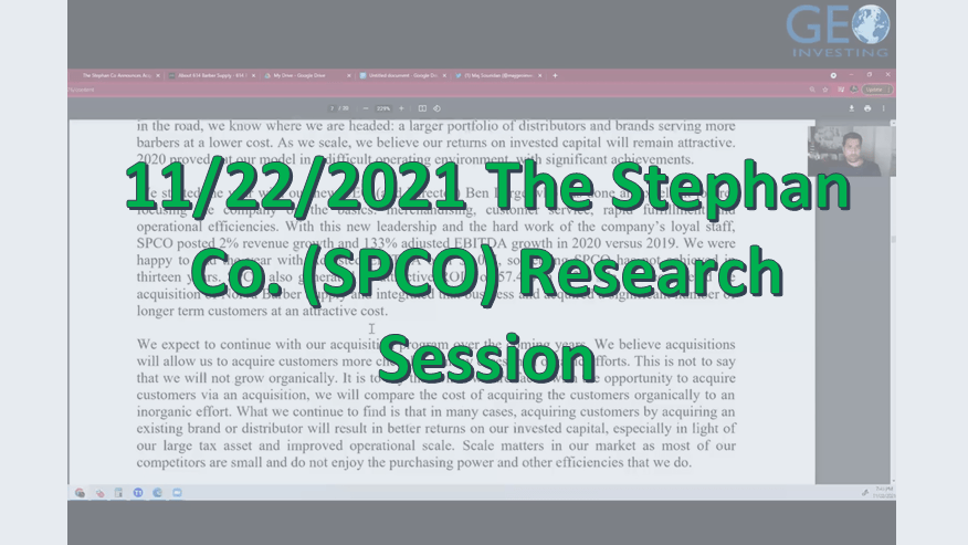 The Stephan Co. (SPCO) Research Session [VIDEO]