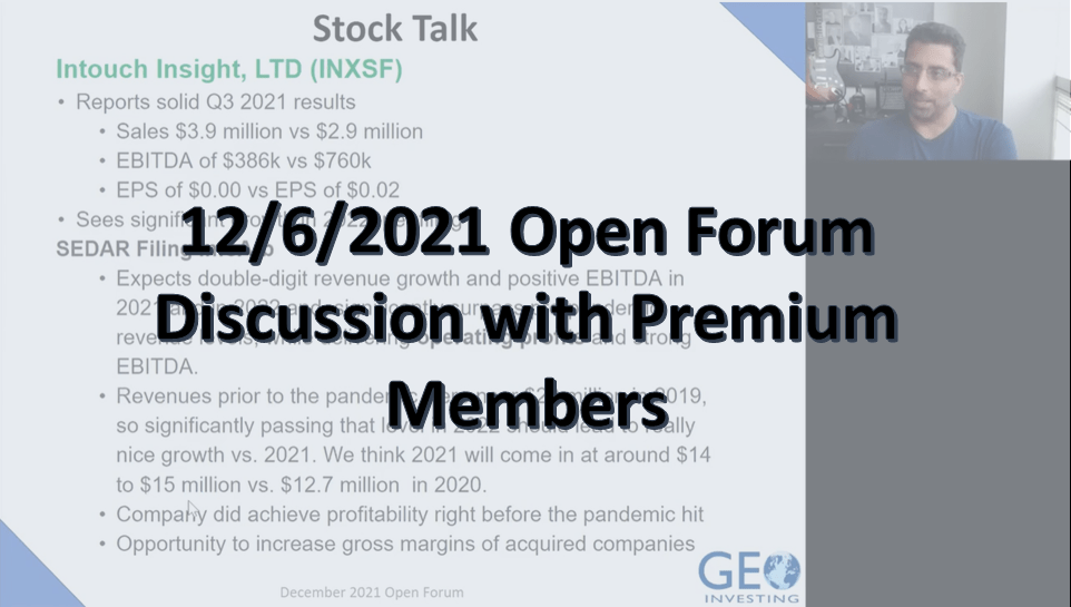 12/6/2021 Open Forum Discussion with Premium Members