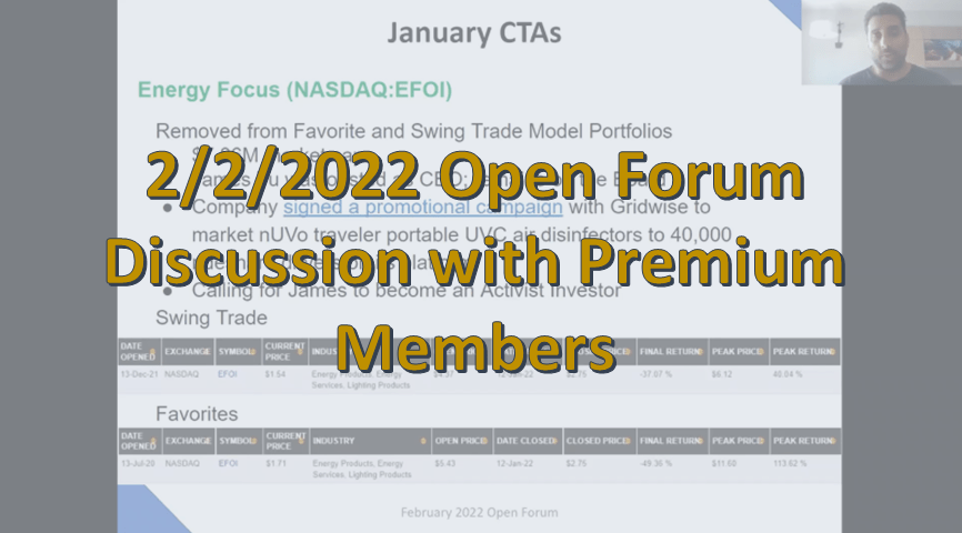 2/2/2022 Open Forum Discussion with Premium Members