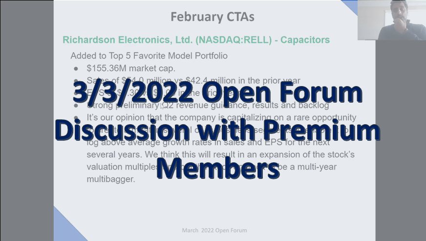 3/3/2022 Open Forum Discussion with Premium Members