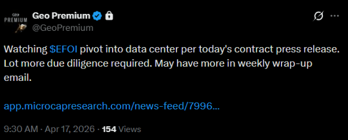EFOI X Tweet Alert on Data Center